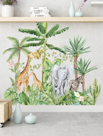 Sticker autocolant pentru perete, Animalele Junglei, Safari, 86 cm x 74 cm [4]
