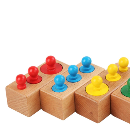 Set Montessori din Lemn cu Cilindri Colorați și 4 Suporturi [2]