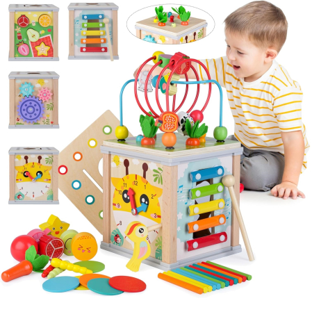 Cub Educativ Montessori 10 în 1 din Lemn cu Xilofon [7]