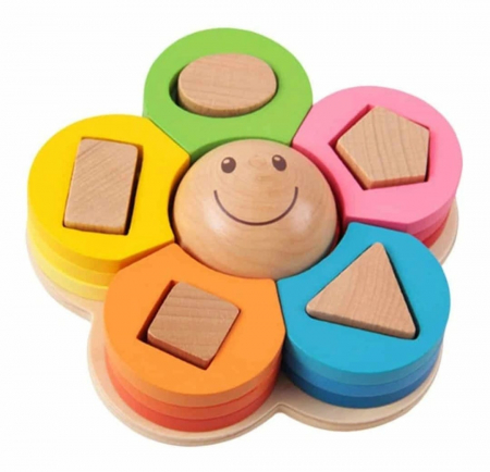 Sortator de tip Montessori, forme geometrice din lemn, Floare/Omida [1]