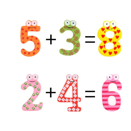 Set Cifre Magnetice din Lemn cu Semne Matematice, Numere 0–9 pentru Primele Exerciții de Calcul, 3+ ani [1]