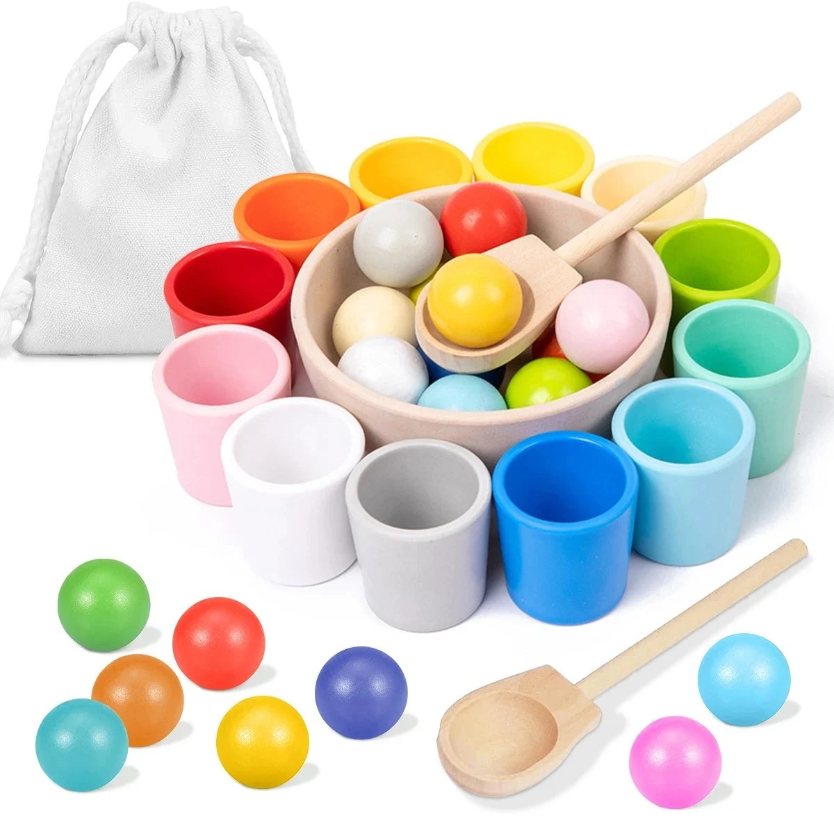 Joc Montessori Rainbow – Sortare Bile în Pahare Colorate [2]