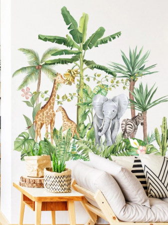 Sticker autocolant pentru perete, Animalele Junglei, Safari, 86 cm x 74 cm [1]