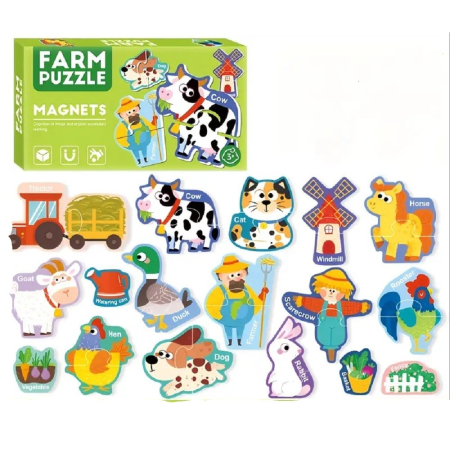 3 ani + - Set Puzzle Magnetic Ferma Animalelor – 30 Piese