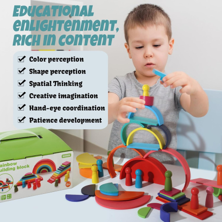 Set Montessori Rainbow 4 în 1 din Lemn – 45 Piese [6]