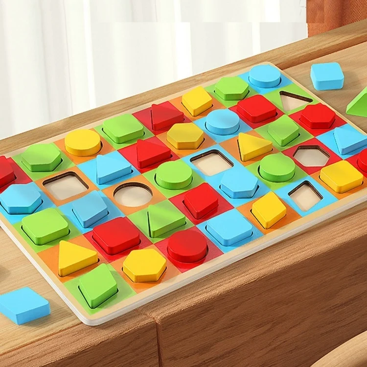 Joc Montessori Colorama din Lemn cu 40 Piese și Zaruri, Sortare Forme și Culori, 3+ ani [5]