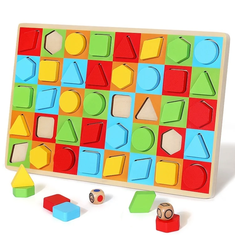 Joc Montessori Colorama din Lemn cu 40 Piese și Zaruri, Sortare Forme și Culori, 3+ ani [4]
