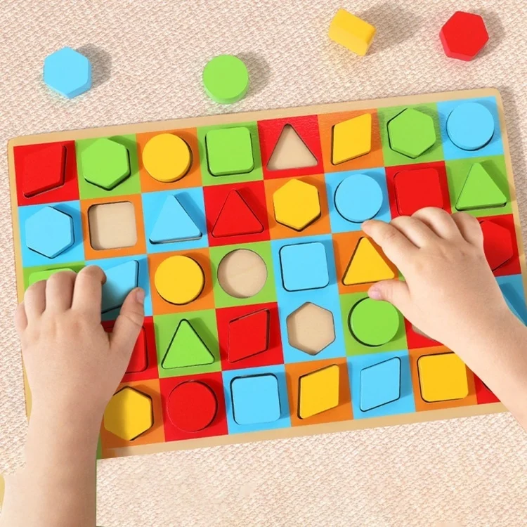 Joc Montessori Colorama din Lemn cu 40 Piese și Zaruri, Sortare Forme și Culori, 3+ ani [1]