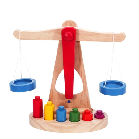 Balanță Montessori din Lemn cu Greutăți Colorate pentru Copii [4]