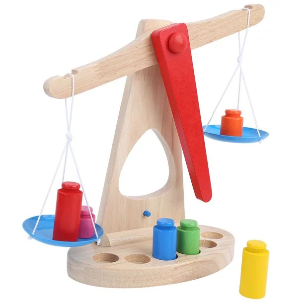 Balanță Montessori din Lemn cu Greutăți Colorate pentru Copii [5]