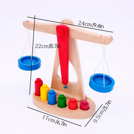 Balanță Montessori din Lemn cu Greutăți Colorate pentru Copii [9]