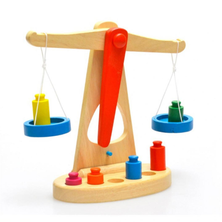 Balanță Montessori din Lemn cu Greutăți Colorate pentru Copii [3]