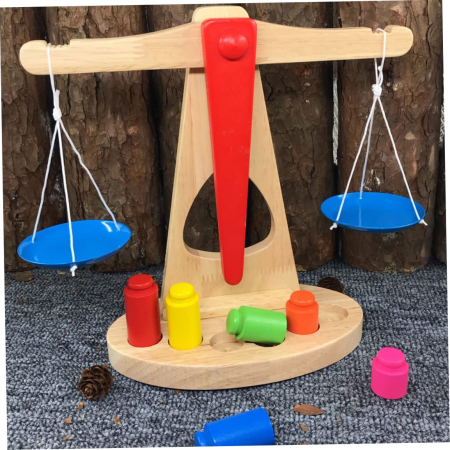 Balanță Montessori din Lemn cu Greutăți Colorate pentru Copii [12]