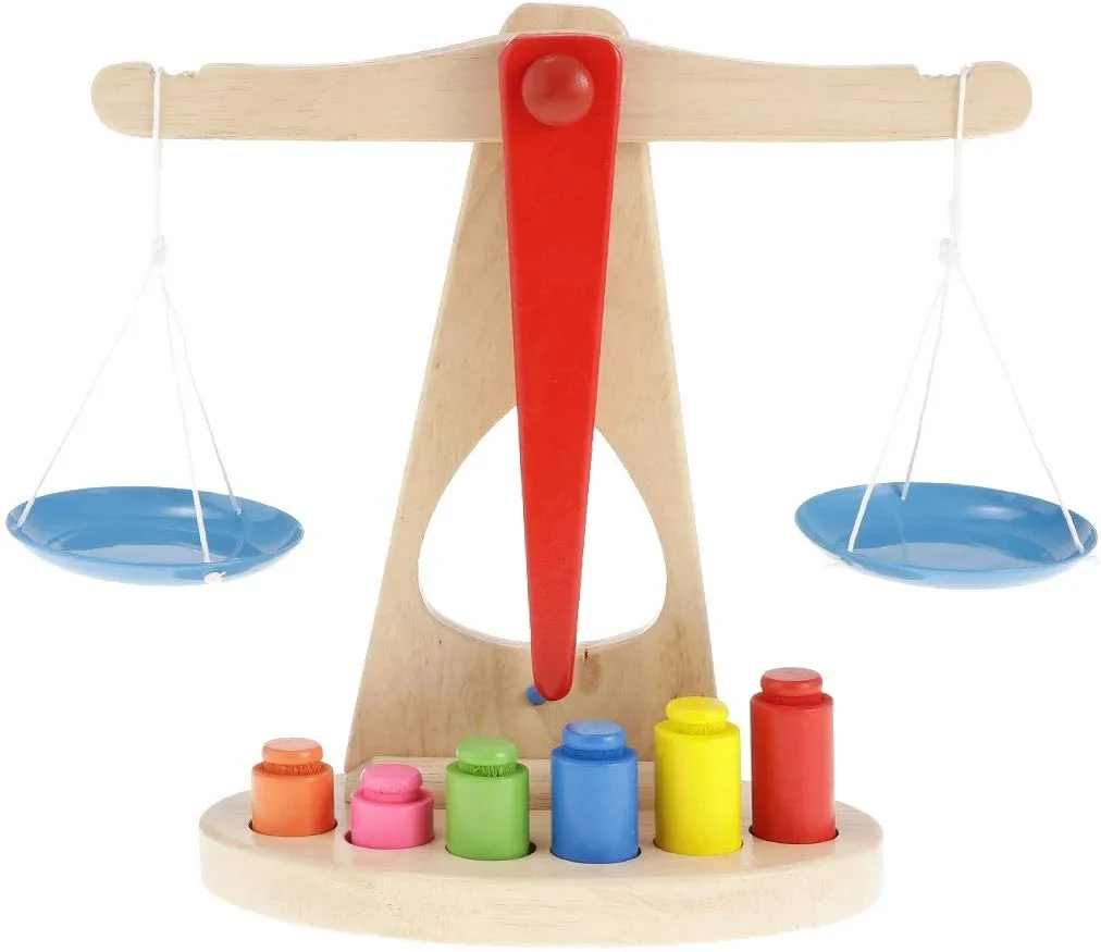 Balanță Montessori din Lemn cu Greutăți Colorate pentru Copii [13]