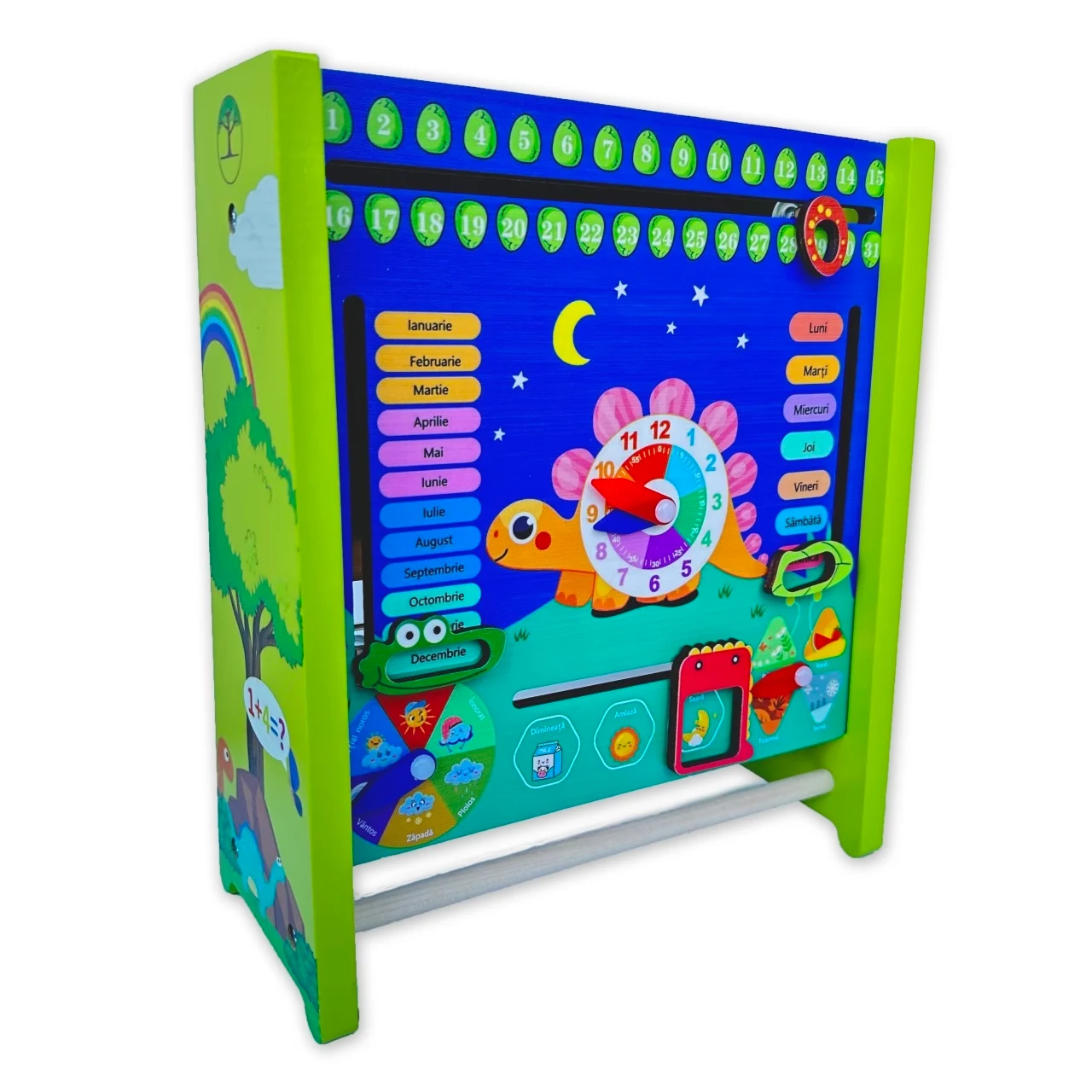 Tabla educativa - Calendar Educațional Montessori din Lemn cu Ceas și Anotimpuri în Limba Română