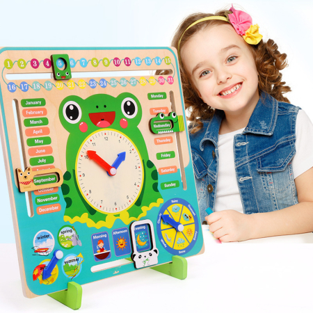 Calendar Montessori din Lemn cu Ceas Vreme Anotimpuri și Zilele Săptămânii (1) [2]