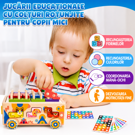 Camion din Lemn cu Sortator de Forme Geometrice și Animăluțe [4]