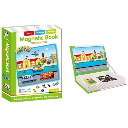 Jocuri Stem, de explorare - Carte Magnetică Traffic Puzzle cu Mașini și Vehicule pentru Copii