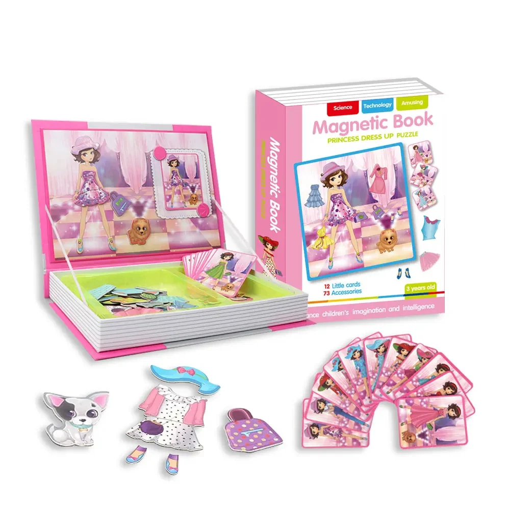 Jocuri Stem, de explorare - Carte Magnetică de Îmbrăcat Prințese cu 85 Piese și Accesorii