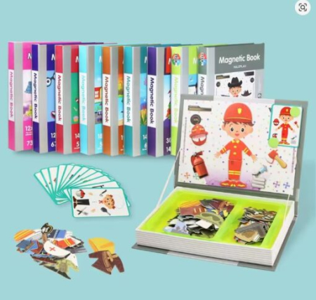 Carte Magnetică Puzzle Meserii Polițist cu 89 Accesorii pentru Copii [12]