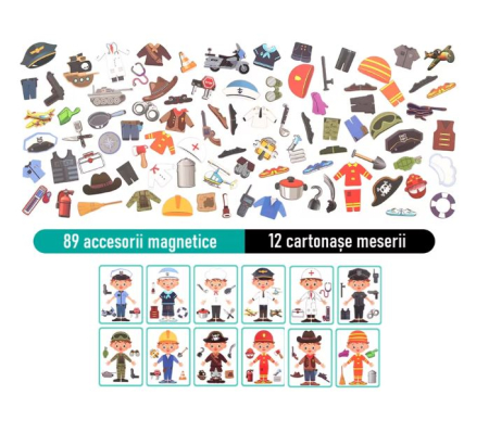 Carte Magnetică Puzzle Meserii Polițist cu 89 Accesorii pentru Copii [8]