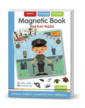 Carte Magnetică Puzzle Meserii Polițist cu 89 Accesorii pentru Copii [11]
