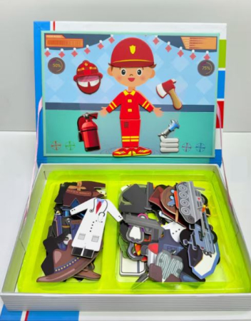 Carte Magnetică Puzzle Meserii Polițist cu 89 Accesorii pentru Copii [1]