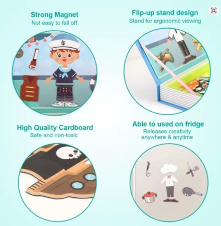 Carte Magnetică Puzzle Meserii Polițist cu 89 Accesorii pentru Copii [2]