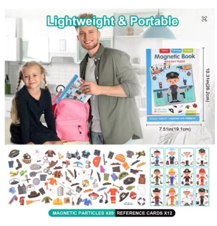 Carte Magnetică Puzzle Meserii Polițist cu 89 Accesorii pentru Copii [6]
