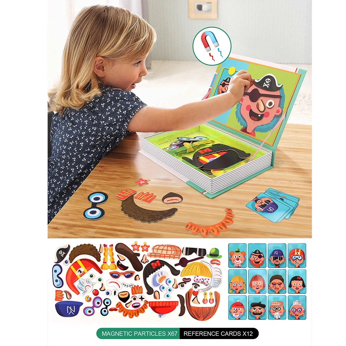 Carte Magnetică cu Puzzle Creativ Emoții și Expresii Faciale pentru Copii [4]