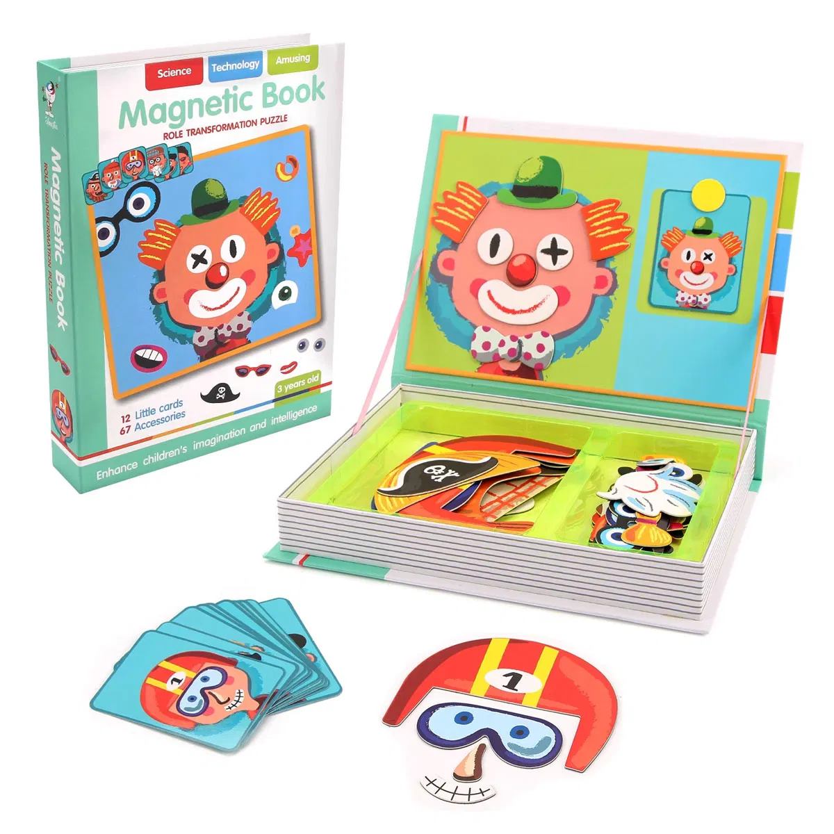Jocuri Stem, de explorare - Carte Magnetică cu Puzzle Creativ Emoții și Expresii Faciale pentru Copii