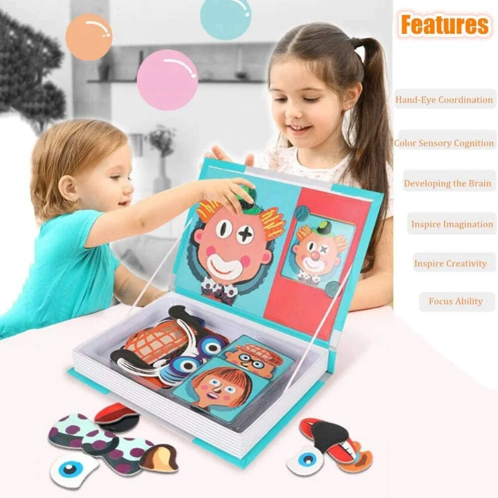 Carte Magnetică cu Puzzle Creativ Emoții și Expresii Faciale pentru Copii [9]