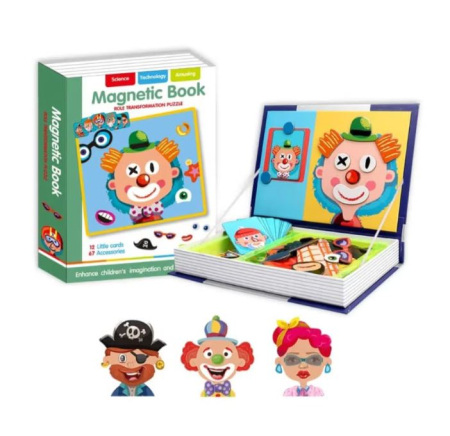 Carte Magnetică cu Puzzle Creativ Emoții și Expresii Faciale pentru Copii [10]