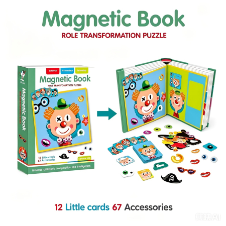 Carte Magnetică cu Puzzle Creativ Emoții și Expresii Faciale pentru Copii [6]
