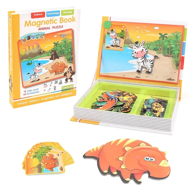 Carte Magnetică Animal Puzzle cu Animale pentru Copii [3]