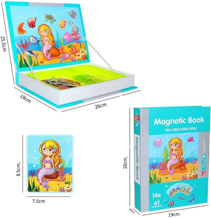 Carte Magnetică Puzzle Lumea Oceanelor cu Animale Marine pentru Copii [7]