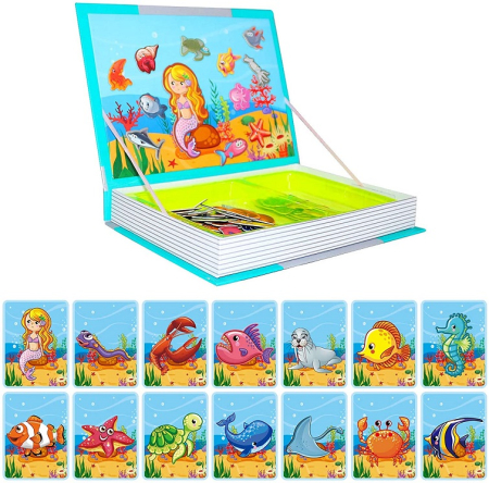 Carte Magnetică Puzzle Lumea Oceanelor cu Animale Marine pentru Copii [2]