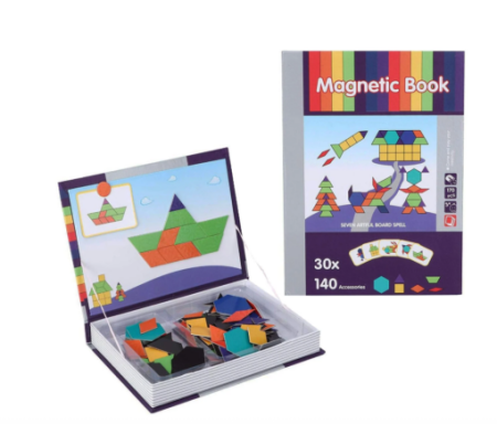 Jocuri educative - Carte Magnetică Tangram cu 170 Piese și 30 Modele pentru Copii
