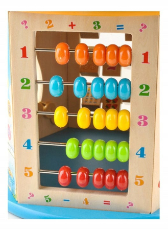 Centru Activitati Montessori 8 in 1 din Lemn, Cub Educativ Multifunctional Broscuta, Abac, Sortator Forme, Labirint, Ceas, Dezvoltare Motricitate si Logica, 3+ ani [15]