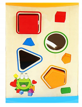 Centru Activitati Montessori 8 in 1 din Lemn, Cub Educativ Multifunctional Broscuta, Abac, Sortator Forme, Labirint, Ceas, Dezvoltare Motricitate si Logica, 3+ ani [14]