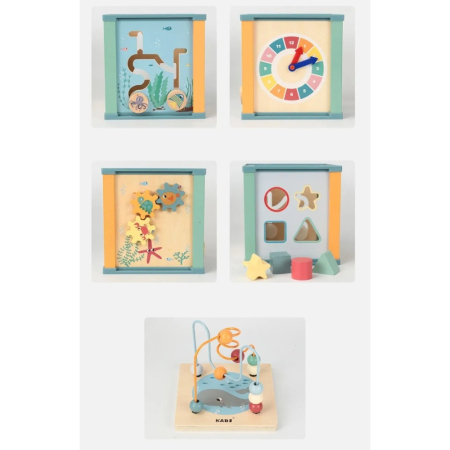 Cub Educativ Kabi Ocean 5 în 1 din Lemn cu Sortator și Labirint [9]