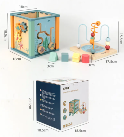 Cub Educativ Kabi Ocean 5 în 1 din Lemn cu Sortator și Labirint [2]