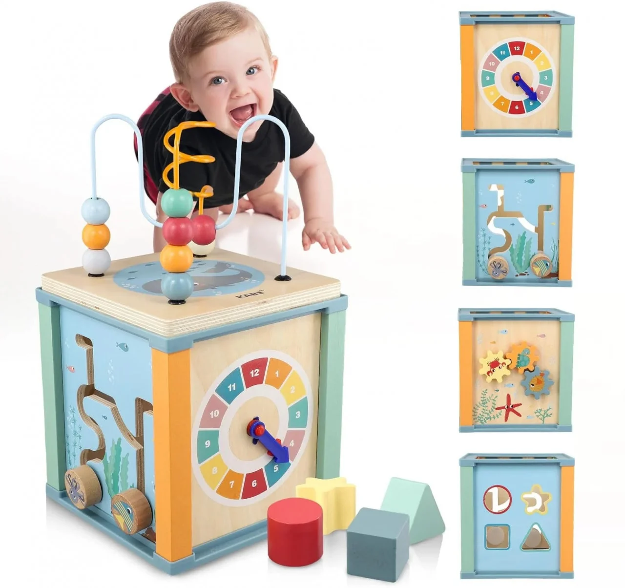 Cub Educativ Kabi Ocean 5 în 1 din Lemn cu Sortator și Labirint [3]