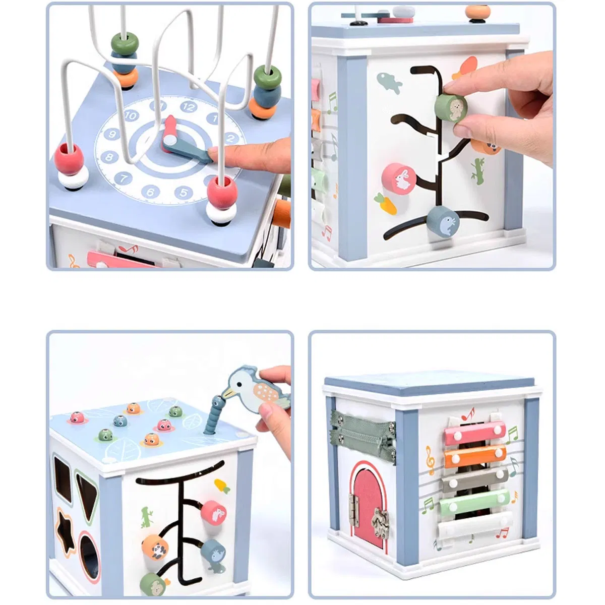 Cub Educativ din Lemn cu Activități, Labirint și Xilofon [4]