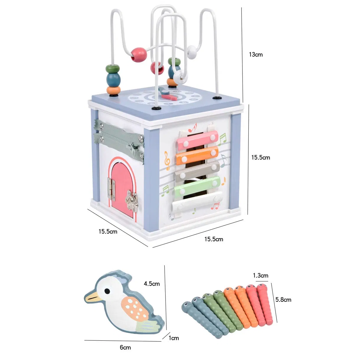 Cub Educativ din Lemn cu Activități, Labirint și Xilofon [10]