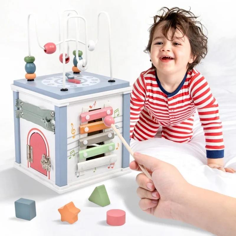Cub Educativ din Lemn cu Activități, Labirint și Xilofon [7]