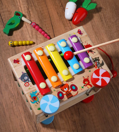 Cub Educativ Montessori 8 în 1 din Lemn cu Xilofon [7]