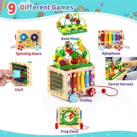 Cub Educativ Montessori 8 în 1 din Lemn cu Xilofon [4]