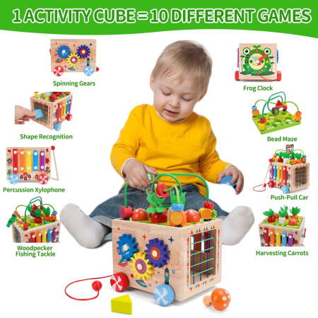 Cub Educativ Montessori 8 în 1 din Lemn cu Xilofon [3]