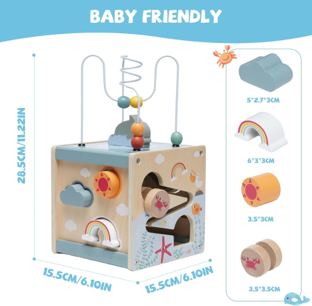 Cub Montessori din Lemn 6 în 1 cu Activități și Tematică Ocean [6]